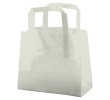 CLEAR FROSTED TRI-FOLD HANDLE SHOPPING BAGS